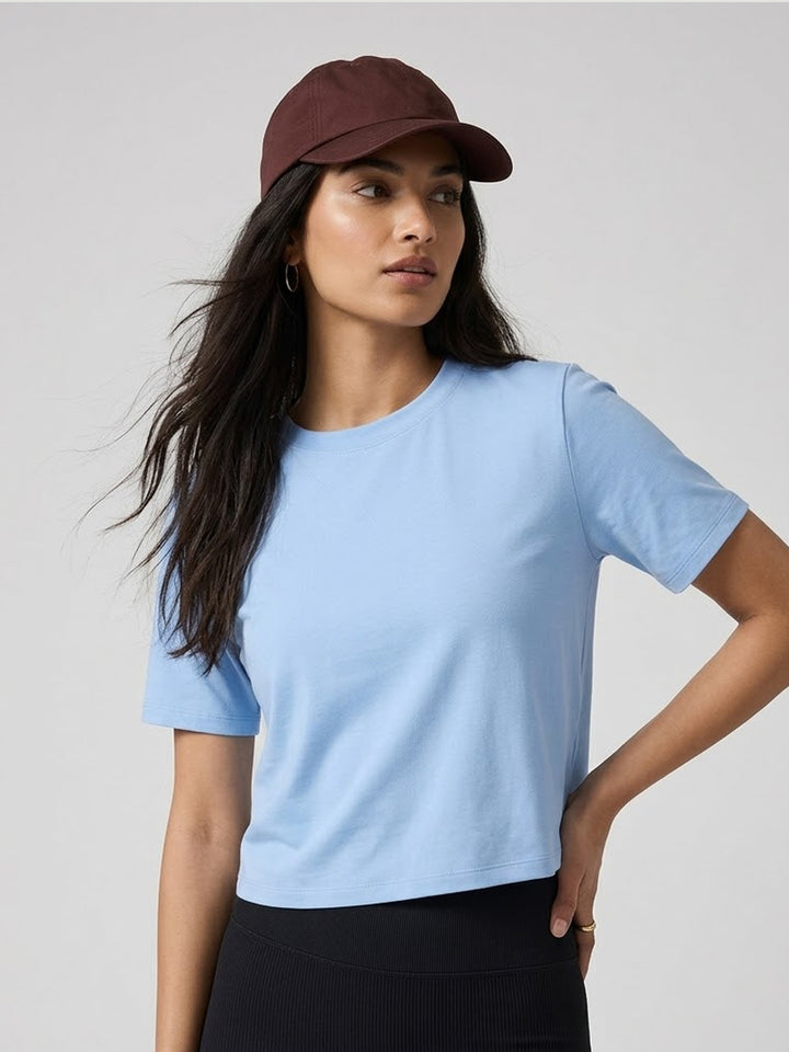 Angelina SoftMove Crop Tee - Powder Blue