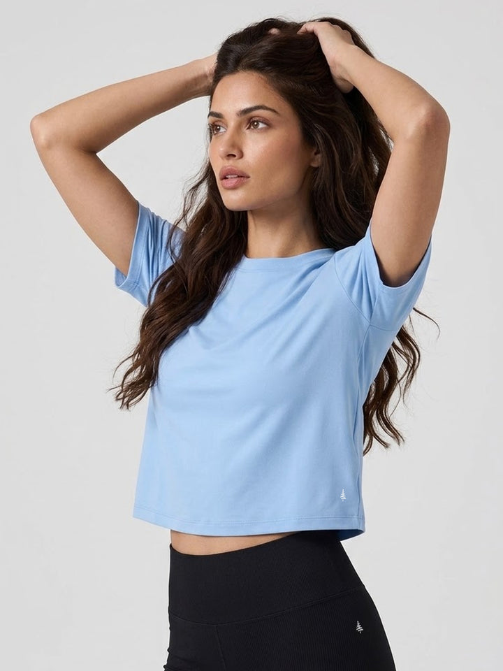 Angelina SoftMove Crop Tee - Powder Blue