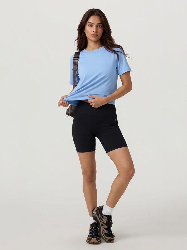 Angelina SoftMove Crop Tee - Powder Blue