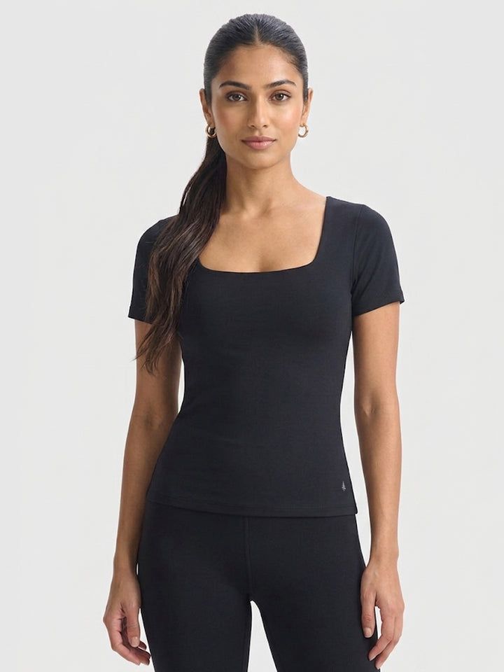Aria Squareline Fit Tee - Midnight Black
