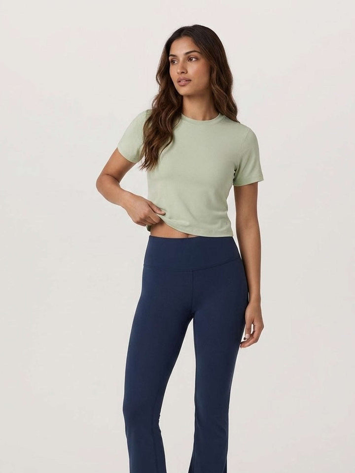 Angelina Graphic Crop Tee - Pistachu Green Chelsea Athleisure 
