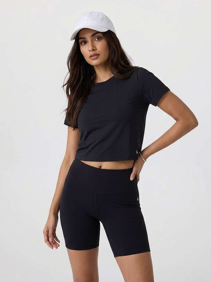 Angelina SoftMove Crop Tee - Midnight Black Chelsea Athleisure 
