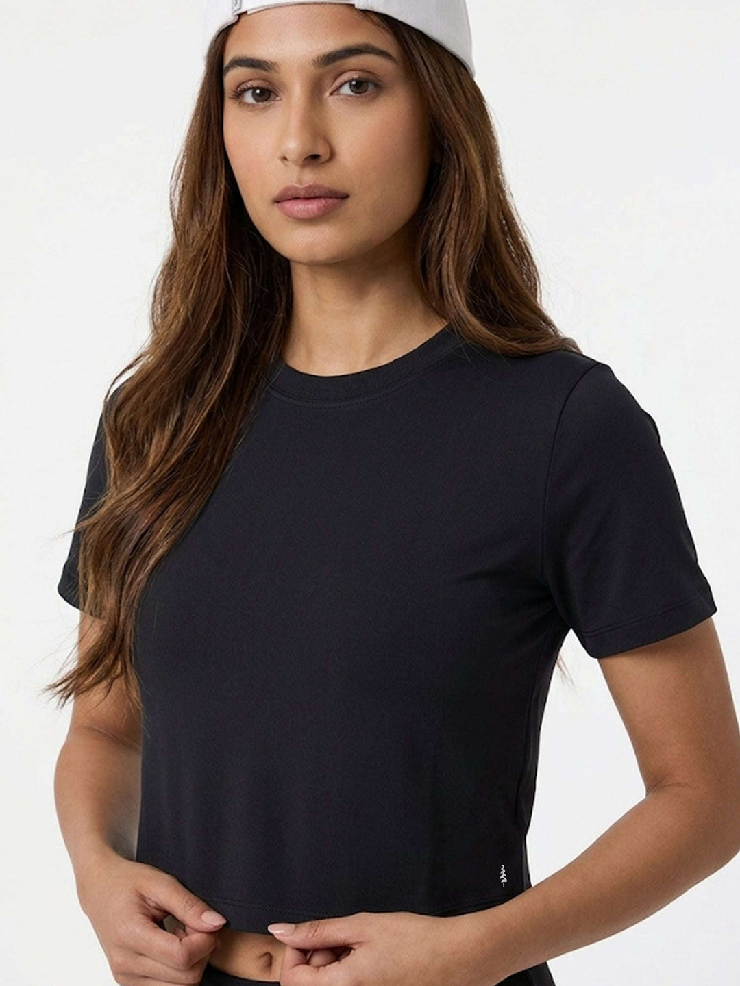 Angelina SoftMove Crop Tee - Midnight Black Chelsea Athleisure 