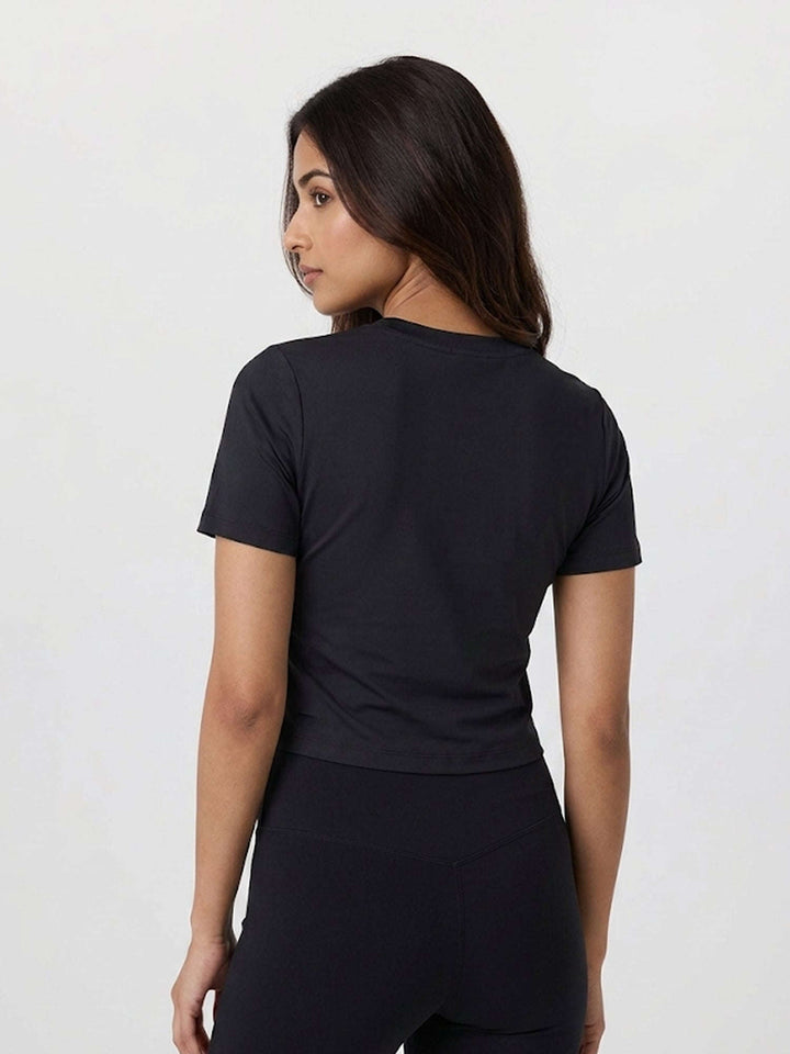 Angelina SoftMove Crop Tee - Midnight Black Chelsea Athleisure 