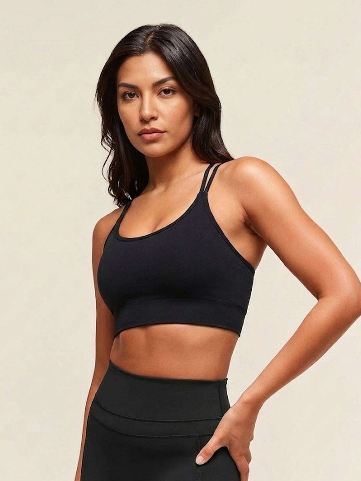 Drift Bra – Seamless Cross-Back Medium Impact – Black Chelsea Athleisure 