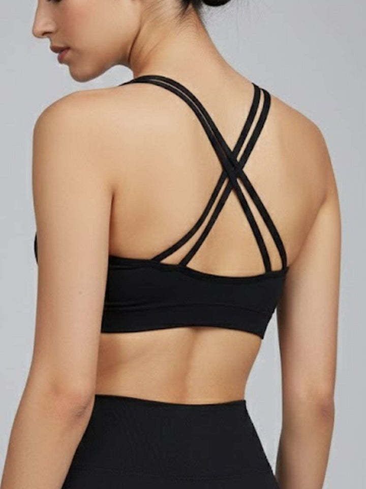 Drift Bra – Seamless Cross-Back Medium Impact – Black Chelsea Athleisure 