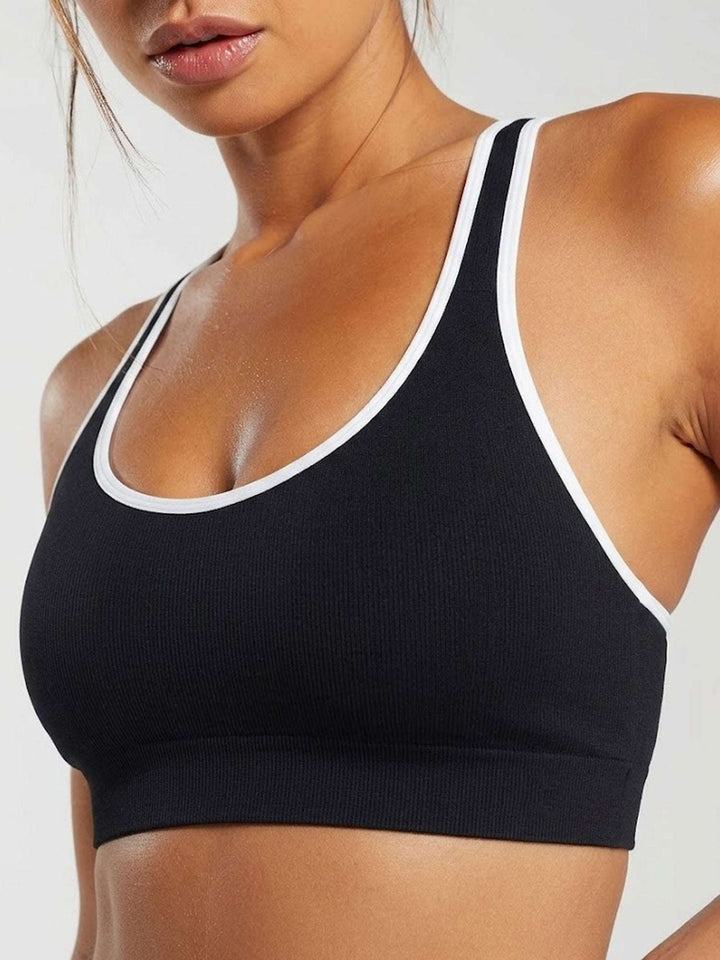 Halo Bra – Open-Back Second Skin – Medium Impact – Black Chelsea Athleisure 