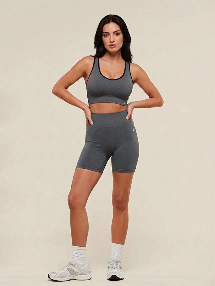 Sculptease Seamless Shorts & Edge Bra Matching Set – Dark Shadow Chelsea Athleisure 